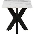 Couchtisch quadratisch 55x55x55 Marmor weiß / Kreuzgestell Eisen schwarz BARCELONA #315