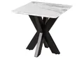 Couchtisch quadratisch 55x55 Marmor weiß / Kreuzgestell schwarz BARCELONA #315