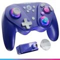 Oniverse Kabelloser Controller für Switch/Switch 2/Gamecube/PC/Mobil, 13 Stunden Akkulaufzeit, Hall-Effekt-Joysticks und Trigger, Gyroskop, Makrotasten, Turbo-Modus, 4 LED-Modi – Foenix (Violett)
