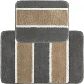 REDBEST Badematte + WC-Vorlage Set 2-TLG. anthrazit/beige Größe 50x80 cm + 40x50 cm