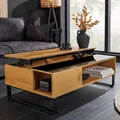 riess-ambiente Höhenverstellbarer Couchtisch APARTMENT 110cm natur Eiche schwarz Metall Stauraum Beistelltisch Kaffeetisch Tisch
