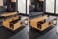 riess-ambiente Couchtisch APARTMENT 110cm natur/schwarz- Eiche, Glas, Stauraum, höhenverstellbar (Einzelartikel, 1-St), verstellbarer Couchtisch mit Kufen-Metallgestell - ideal f. Wohnzimmer