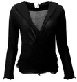 GURU SHOP Wickelshirt, Baumwollstrick Pullover, Wickeljacke - Schwarz, Damen, Size:S