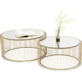 Couchtisch Beistelltisch 2er Set Stahl Gestell Glas Platte Gold Kare Design