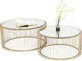 Beistelltische Couchtisch 2er Set Wire Brass Gold Glas Kare 83456