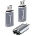 Intenso 3er Pack USB Adapter C480M USB-C Buchse zu microUSB Stecker, Unterstützt USB OTG, 480Mbps Datenübertragung, Aluminium anthrazit