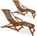 Casaria Gartenliege, Akazien Holz klappbar Ergonomisch Kopfkissen Schaukelfunktion 120kg