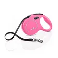 flexi® Classic M | 5m Gurt Roll-Leine für Hunde bis 25 kg | Pink | ausziehbare Hundeleine | Gewicht 274 gr | Maße 11.6 x 18.8 cm