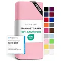 Jacobson Jersey Spannbettlaken Spannbetttuch Baumwolle Bettlaken (Topper 120-130x200 cm, Rosa)