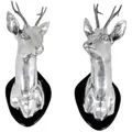 Casa Padrino Wanddekoration / Wandfiguren Hirsche Silber - Luxus Wandgeweihe