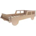 Need Sleep Kinderbett Auto Jeep 80x160 cm – Autobett mit Rausfallschutz Lattenrost – für Jungen & Mädchen – stabil & sicher - Naturbelassen