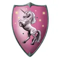 BestSaller 1162 Ritterschild "Unicorn" mit Einhorn Motiv, Holz, 49 x 32 cm, pink