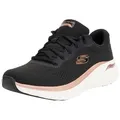 Skechers Damen Arch Fit 2.0 Glow The Distance Slip-On, Black Mesh/Rose Gold Trim, 36 EU