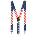 Boland - Hosenträger, 1 Stück, Elasthan, Gummi, Metallschließe, Lederpatch, Suspenders, Motiv, Verkleidung, Kostüm, Mottoparty, Karneval, Rot-weiß-blau