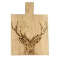 440s Selbrae House Schneidebrett mit Griff aus Eichen-Holz lasergraviert mit Hirsch ca. 35 cm L Servier-Platte aus Echt-Holz zum Schneiden und Anrichten für Fleisch, Wurst & Käse