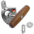 Westmark Set 3-tlg.: 1 Profi-Dosenöffner Titan + 1 Ersatz-Messer + 1 Ersatz-Treibrad, Stahl/Holz/Stahl lackiert, Silber/Braun/Schwarz, 122422E6