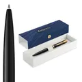 Waterman Impression Kugelschreiber | Mittlere Spitze mit blauer Tintenmine | Schwarzer Lack mit goldbeschichtetem Zierrat | Geschenkbox