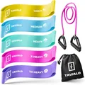 TAVIALO Trainingsbänder TAVIALO Widerstandsbänder 5er Set + Expander, Fitnessbänder, für Krafttraining, Muskelaufbau, Crossfit, Yoga & Physiotherapie