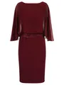 APART Fashion Damen Etuikleid, Rundhalsausschnitt vorne und V-Rücken, knielanges Kleid, Chiffon-Cape-Overlay, Slim Fit Cocktailkleid, Spitzenmieder, formelles Hochzeitsgastkleid