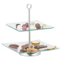 Relaxdays 2 x Etagere 2-stufig Silber,Transparent