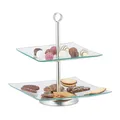 Etagere Servierständer Kuchenteller eckig 1,1 kg 2-stöckige Glas Etagere