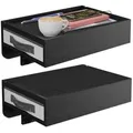 Relaxdays 2Xnachttisch, Schwarz, Holz, Textil, Metall, Bambus, 1 Schubladen, 37x14x26.5 cm, Schlafzimmer, Nachttische