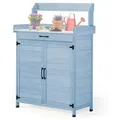 Garten-schrank - Divit Pg03 - Verzinkte Arbeitsplatte - Blaues Holz - Wetterfest