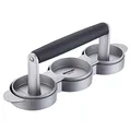 Westmark Mini Hamburgermaker, Formt 3 Mini-Patties (Ø: ca. 6,5 cm) gleichzeitig, Aluminium/Kunststoff, Trio, Silber/Schwarz, 62232260