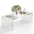 COSTWAY Couchtisch aus gehärtetem Glas, U-förmiger Beistelltisch, Moderner Glastisch, Wohnzimmertisch Kaffeetisch, für Wohnzimmer Büro Hotel, 108 x 50 x 35 cm