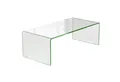 COSTWAY Couchtisch, aus gehärtetem Glas, Glastisch U-förmig, 108x50x35cm