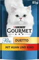 PURINA Gourmet Perle Duetto Katzenfutter nass, mit Huhn und Rind (26 x 85g)