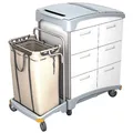 Cleankeeper Hotelwagen III - 8, Holzgehäuse mit 6 Schubladen + 2 Klappdeckel, Leinen-Wäschesack 120 Liter TSH-0008