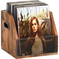 Schallplatten-Aufbewahrungsbox Metall Holz 60 Vinyl-LPs Rustikal Braun Schwarz