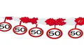 Papier Girlande Zahl 50 Verkehrsschild, Länge 4m, Material Papier