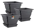 BURI Pflanzkübel groß 3x Blumentopf 48x48 Wasserspeicher Pflanztopf Blumenkübel