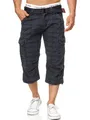 Indicode Herren Nicolas Check 3/4 Cargo-Shorts inkl. Gürtel | Herrenshorts aus Baumwolle Navy Check, S