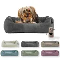 Rohrschneider Hundebett waschbar für kleine und mittelgroße Hunde mit Hundekissen Cord (ca. 55 x 42 cm) inkl. Gassibeutel (Grau 55 cm, Cordstoff breit)
