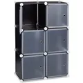 Relaxdays Regalsystem Kunststoff Metall Schwarz mit 6 Türen 97,5 cm x 66 cm x 31,5 cm 4,4 kg