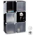 Relaxdays Regalsystem mit 6 Türen Weiß,Schwarz,Transparent