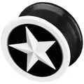 viva-adorno Plug 1 Stück Flesh Plug Tunnel Ohr Piercing Silikon flexibel Stern, Sterne Größe 4 bis 26mm schwarz 22mm