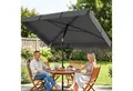 Outsunny Sonnenschirm rechteckig Balkonschirm mit 3-facher Neigung 8 Streben, LxB: 183x122 cm, rechteckig Balkonschirm, Strandschirm, für Strand Balkon Garten, 183 x 122 x 222 cm, Dunkelgrau