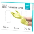EUROPAPA Nitril-Handschuhe Medical Einmalhandschuhe Untersuchungshandschuhe (100 Stück, puderfrei ohne Latex, Gummihandschuhe) unsteril latexfrei disposible gloves gelb S
