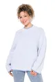 Ulla Popken Damen große Größen Übergrößen Plus Size Pullover, Streifen, Stehkragen, Langarm himmelblau 46+ 837205719-46+
