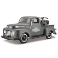 Maisto 2043053 32185 WLA Flathead -1942 + Ford F1 Pickup -1948 Transporter 1:24, schwarz