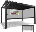 Juskys Lamellendach Tahiti 3x4 m inkl. Seitenwand 4 m - Stahl Pergola stabil & wetterfest - Anthrazit