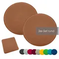 heimtexland ® 2er Pack Sitzkissen Filz Stuhlkissen Bodenkissen Polster Stuhlauflage Indoor Outdoor Kissen rund Typ631 Filzkissen Camel braun 35x35 cm 2 Stück