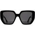 Gucci Square Damen Schwarz Grau Sonnenbrille