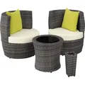 tectake® Aluminium Rattan Sitzgruppe Nizza wetterfest und UV-beständig - Grau