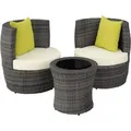 Tectake Aluminium Rattan Sitzgruppe Nizza Wetterfest und Uv Beständig Dicke Polsterung  68 x 71 x 72 cm Grau