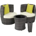 tectake Aluminium, Grau, Kunststoff, Rechteckig, Loungemöbel, Gartenlounge-Sets
